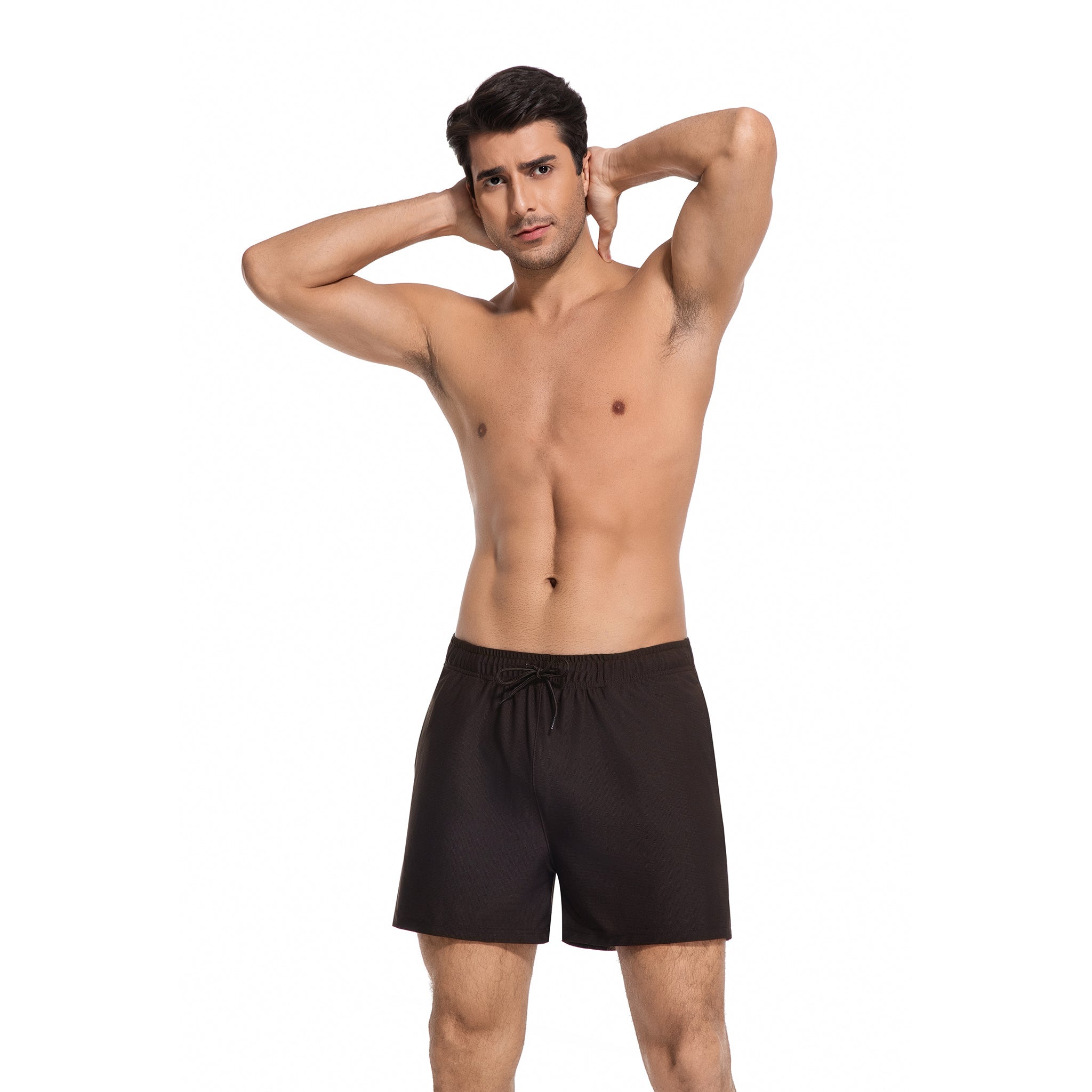 Men's Tan Through Swim Trunks in Classic Black - Minimise Tan Lines Male Beach Shorts - UV Permeable Quick Dry Man's Swimwear with Pockets