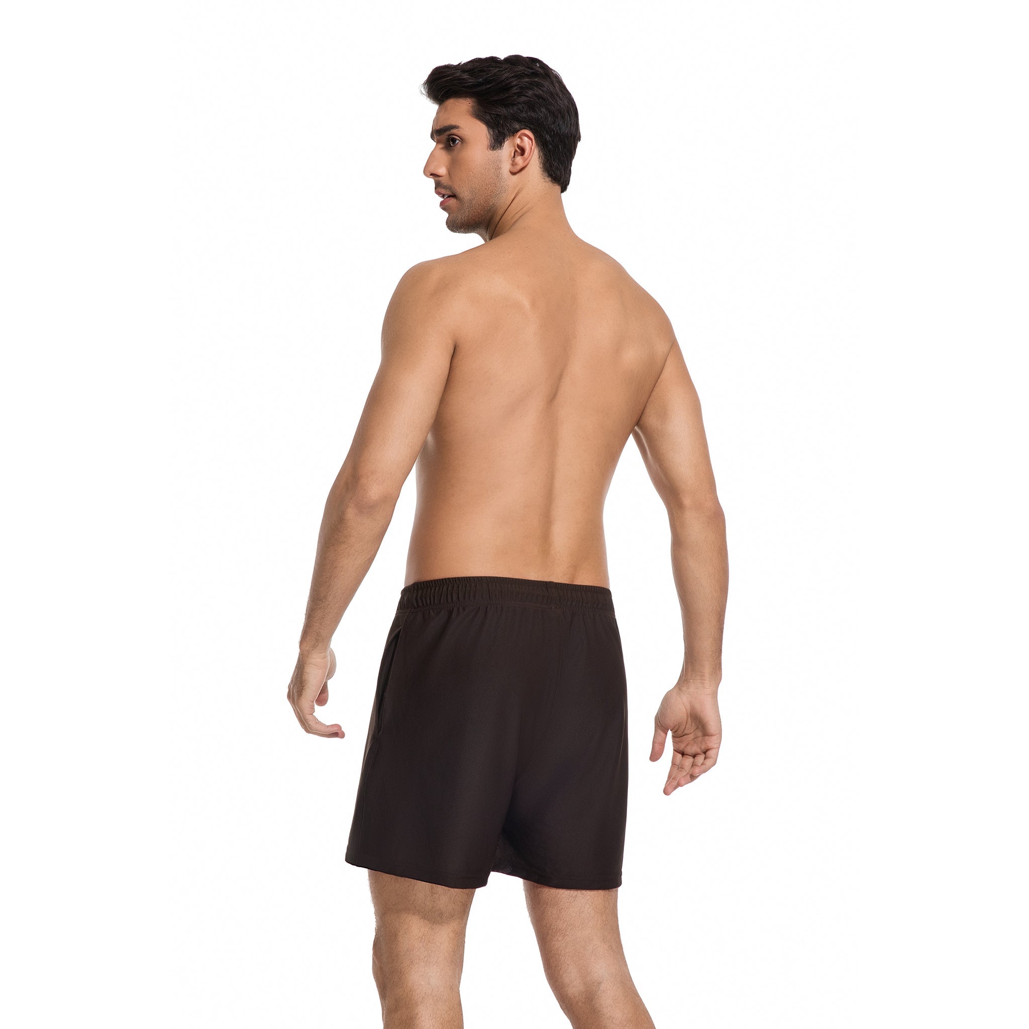 Men's Tan Through Swim Trunks in Classic Black - Minimise Tan Lines Male Beach Shorts - UV Permeable Quick Dry Man's Swimwear with Pockets