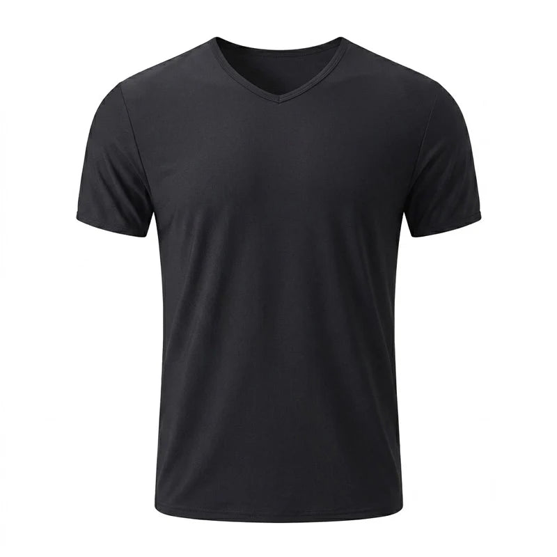 Men's Tan Through Black V-Neck T-Shirt & Shorts | UV-Permeable Fabric for Even Tanning